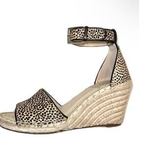 Vince Camuto Leerá Animal Print Wedge Platform Ankle Strap Espadrille Sandals 8